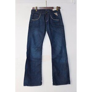 Replay Men Size 28 Dark Indigo Blue Jeans 34L Pocket Italian Designer Denim NWT